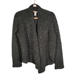 White House Black Market Gray Wool Blend Open Cardigan Jacket Women Size S